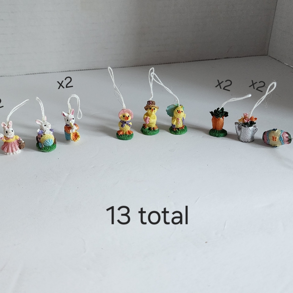 Vintage 1990s Miniature Easter Tree Ornaments Set of 13 Mini Figures